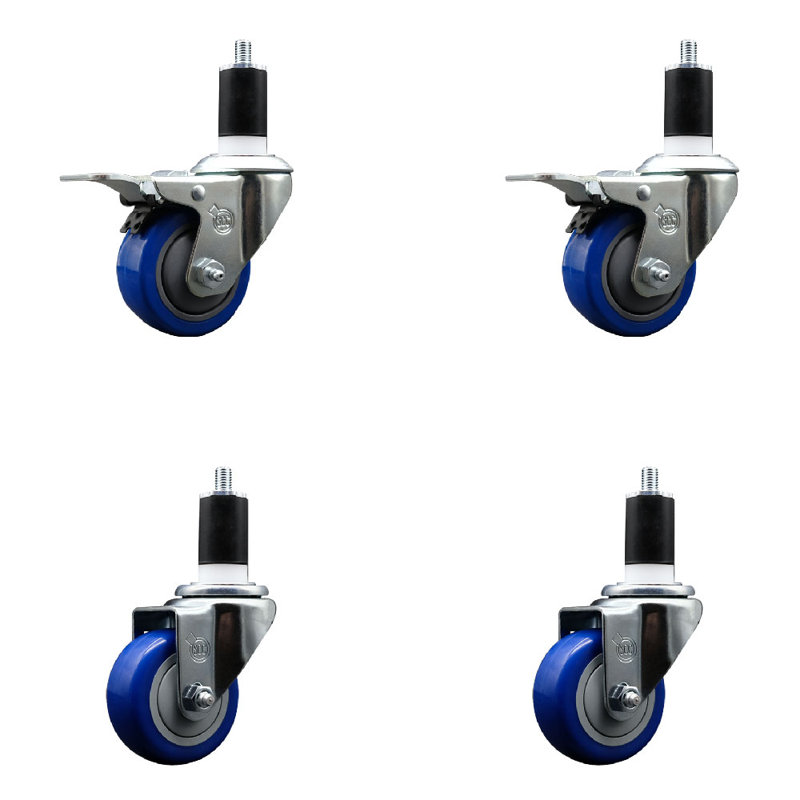 Ensemble de roulettes extensibles en poly pivotant 1-1 / 2 pouces