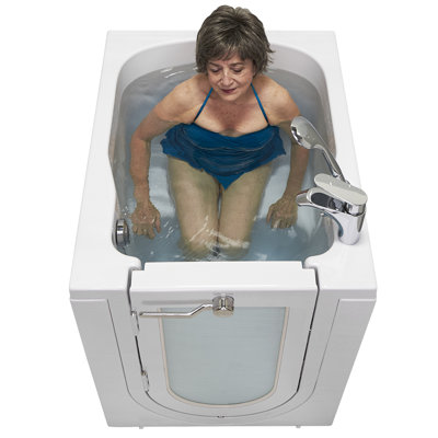 Ella Front Entry 32"x40" Acrylic Soaking Walk-In-Bathtub, Left Outward Swing Door, 2 Piece Fast Fill Faucet, 2" Drain