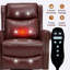 Fauteuil inclinable manuel à massage thermique avec fauteuil à bascule et fonction pivotante en cuir véritable pour le salon, rouge-529168482