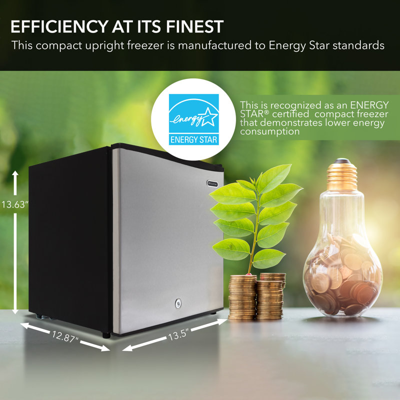 Energy Star 1.1 Cubic Feet Freezer with Adjustable Temperature Controls, Stainless Steel