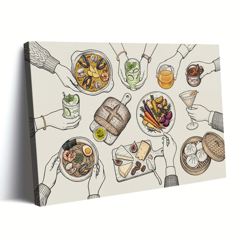 «Dinner Party Food», art sur toile tendue, prête à être suspendue, 28x40in