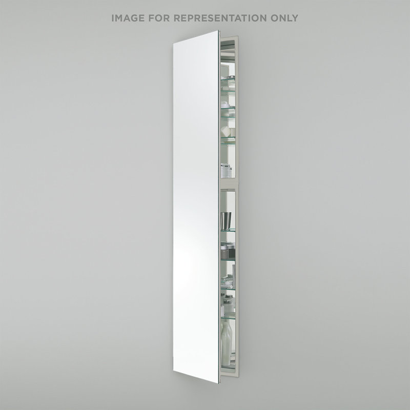 M Series Recessed Framed Medicine Cabinet with 3 Adjustable Shelves, Lighting, and Electrical Outlet, Left Hand