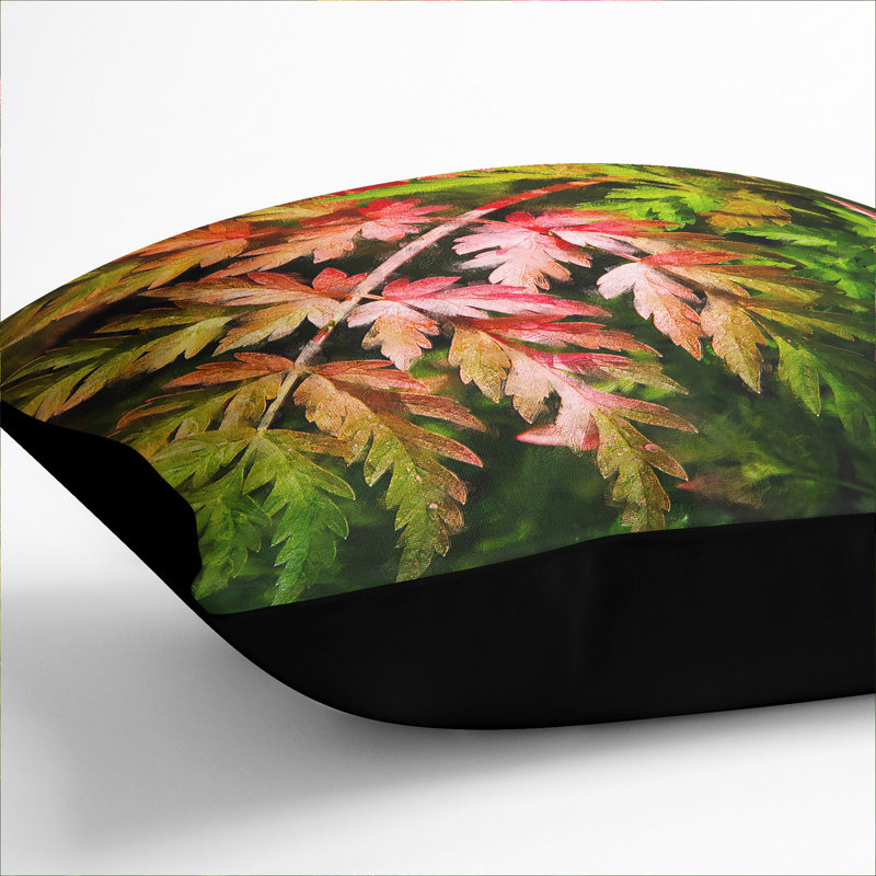 Fern Leaves Vol.2 Painting Floral Square Throw Cushion, Black, 55cm H x 55cm W x 20cm D