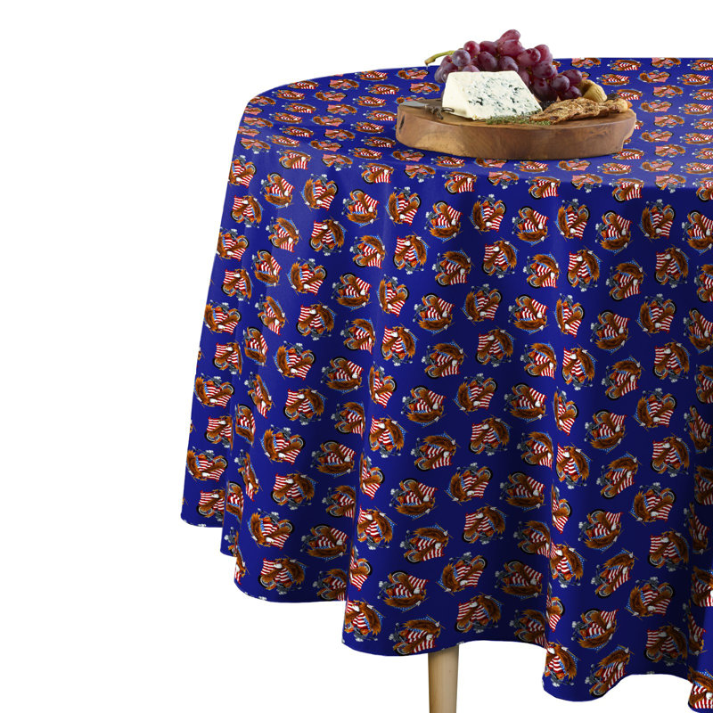 Skipley Geometric Round Tablecloth, 84" x 84", Blue