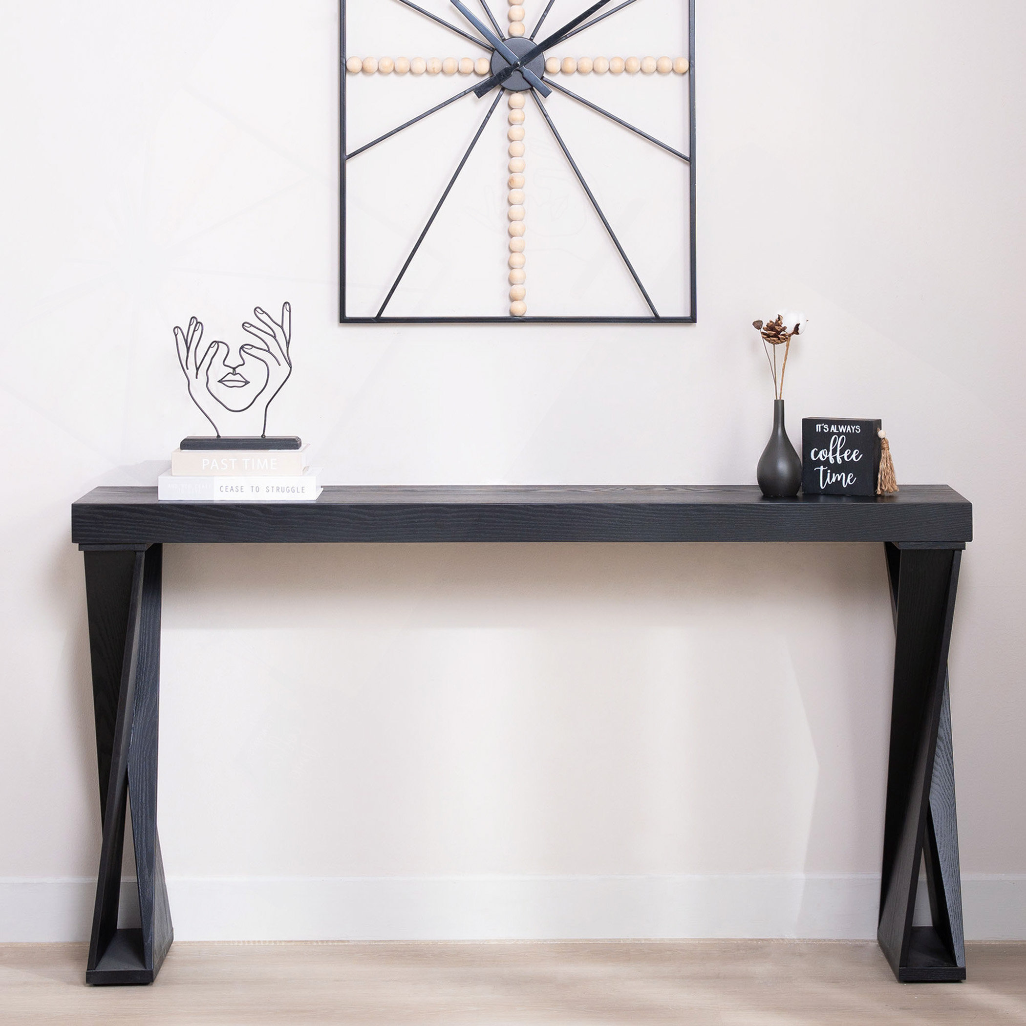 Ivy Bronx Modern Console Table – 58.3" Narrow Entryway Table, Black ...