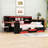 Wood Daybed with 3 Drawers, Desk, Lights, Shelves and Charging Station-1200264589-1200264584