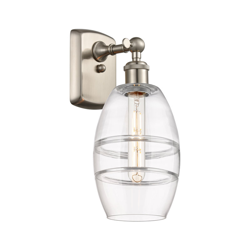 Bettylou Steel Armed Sconce, Clear, 9.13" H x 5.88" W x 7.06" D, Satin Nickel