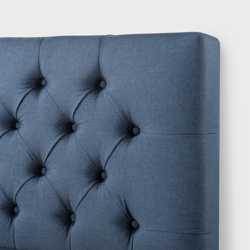 Upholstered Platform Bed, King, Misty Navy
