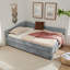 Lit de jour incurvé à dossier arrondi avec couchette coulissante et port USB, tissu chenille à garniture cloutée rétro-1116012820-1116012822