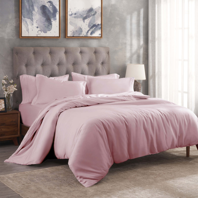 Mitchell Egyptian Cotton Blend 300 Thread Count Solid Duvet Cover Set With Pillow Shams, Lavender