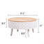 Table basse ronde avec rangement - table d'appoint relevable de 31,5 po, mobilier de salon style campagne moderne Boho, base sculptée blanche avec plateau en bois naturel