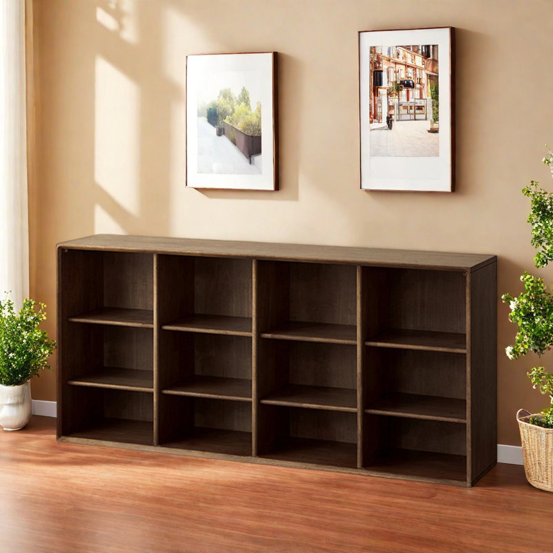 Bibliothèque tendance de style classique, (3 tablettes) H 27,5 po x l 59 po x P 12,5 po, Marron foncé