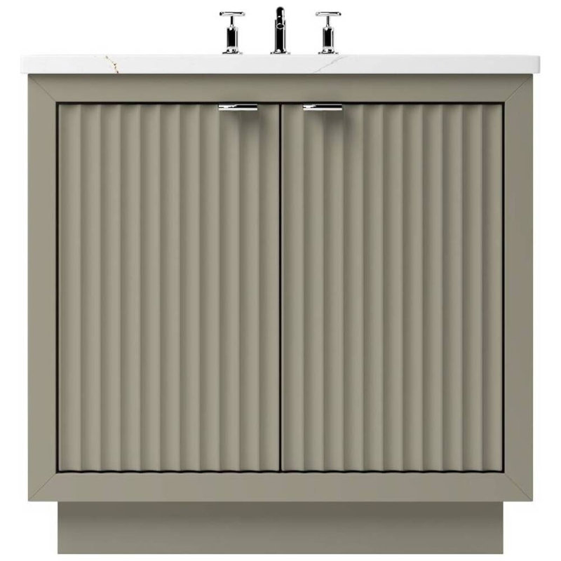 Lecrieú Single Bath Vanity, 42", Polished Chrome, French Olive