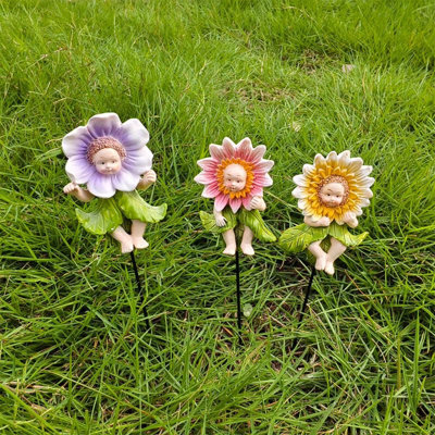 3pcs Fairy Decorative Garden Stake - Outdoor Metal Pathway Decoration Dual Purpose Indoor Hanging Wall Decor for Garden Patio Yard Lawn Pathway Ornaments
