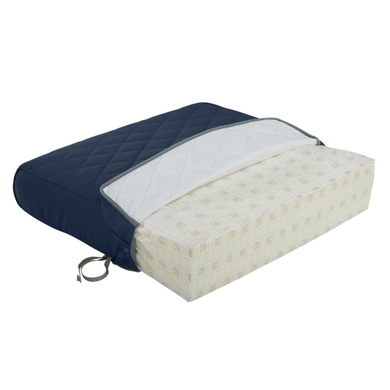 Coussin de patio matelassé Ayvion, Bleu marine, H 5 po x l 25 po x P 27 po