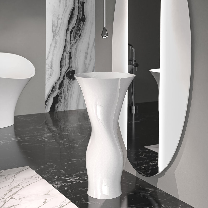 Maestro Bath Delfo 17.7'' Resin Circular Bathroom Sink, White