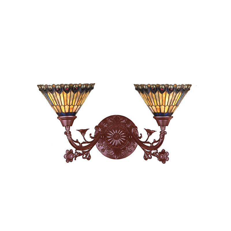 Mahogany Bronze Dimmable Plug-In Electric Peacock Feather Sconce