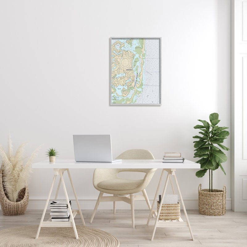 Chatham Harbor, carte nautique traditionnelle, gris et bleu par Daphne Polselli - impression, H 30 po x l 24 po