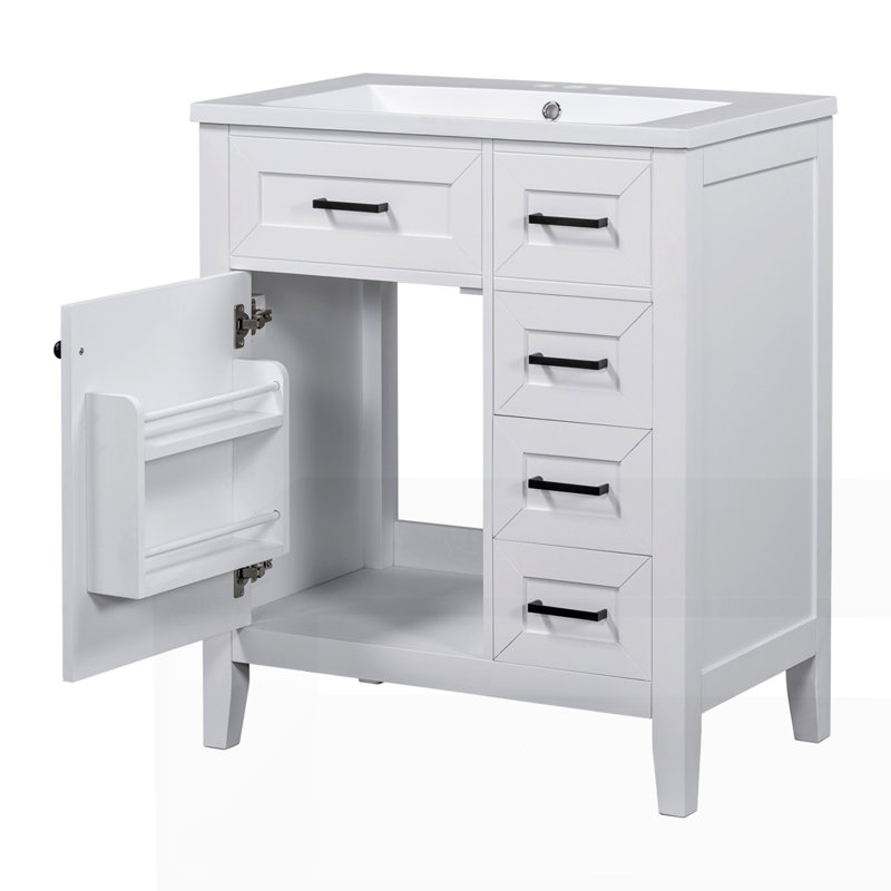 Meuble-lavabo 30 po avec lavabo, Noir, Blanc