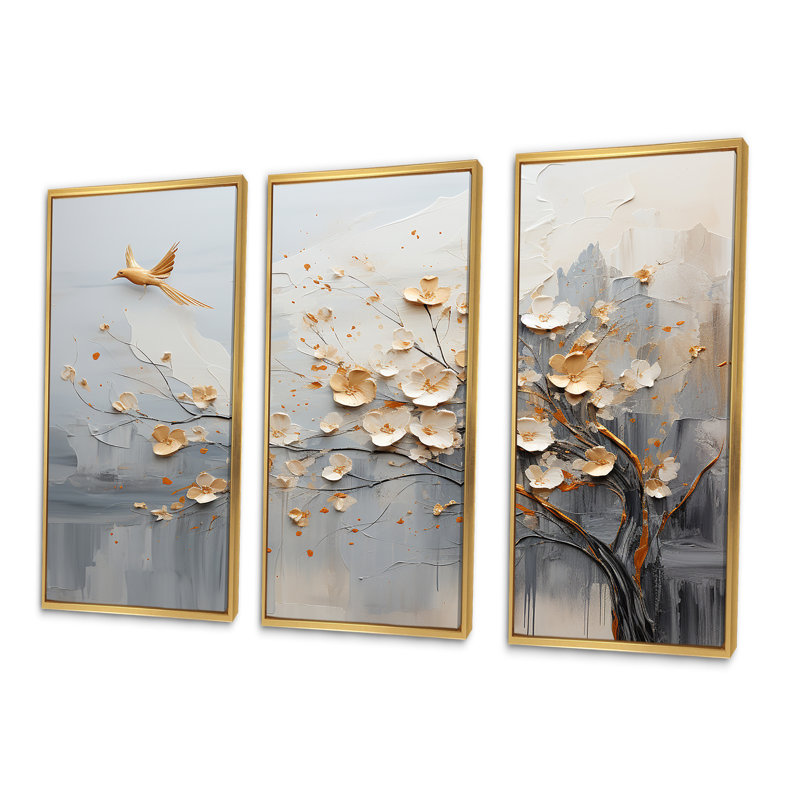 Ensemble de décorations murales formes abstraites japonaises au Japon et beige, H 32 po x l 48 po x P 1 po