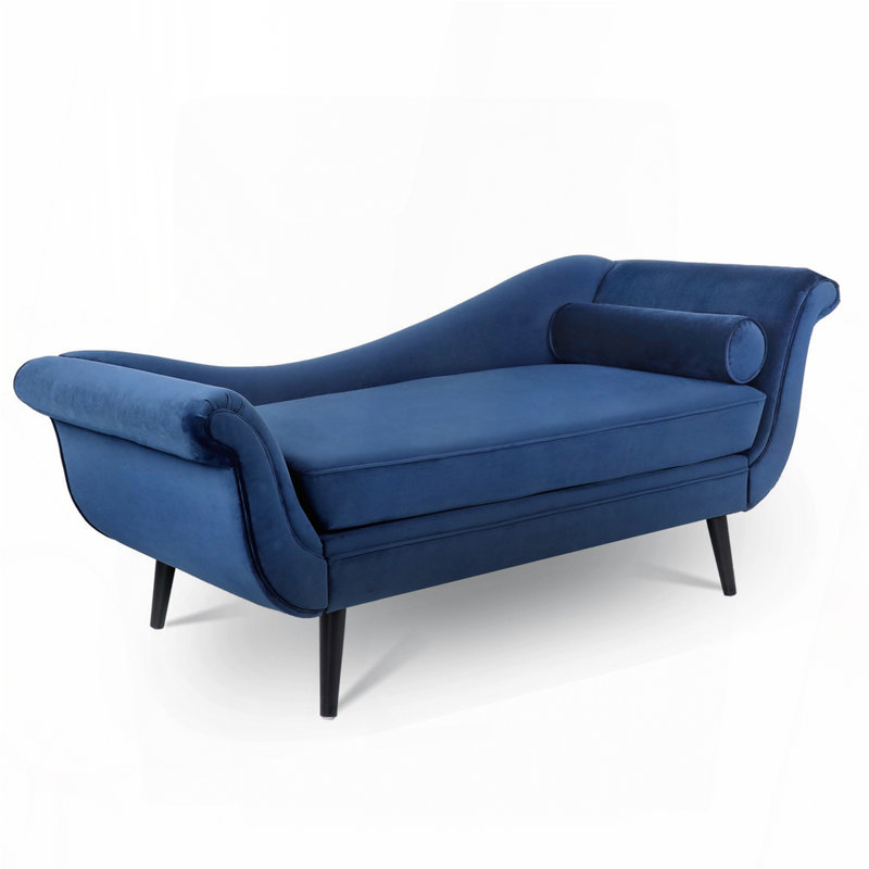 Chaise longue avec accoudoirs à volutes, Bleu