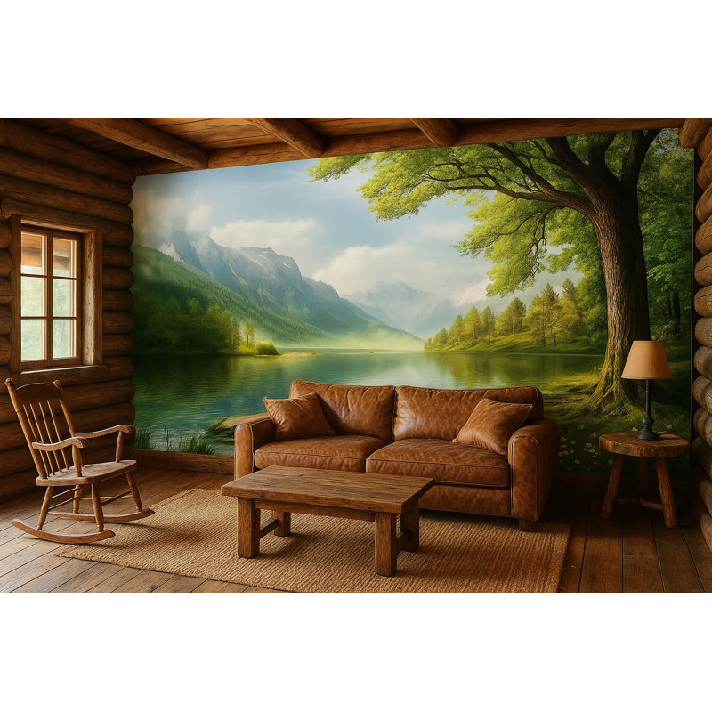 Papier peint montagne, paysage, forêt naturelle, paysage Vn824 (Peel-N-Stick) VN824, L 75 po x l 50 po, Peler et coller