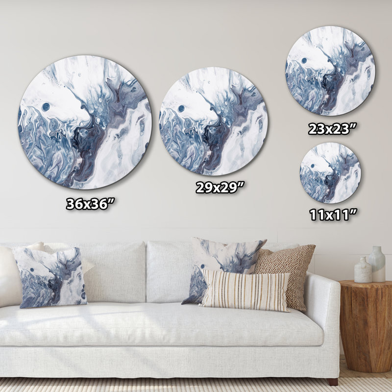 Art mural bleu, gris et blanc, H 36 po x l 36 po