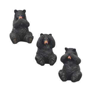Resin Figurine Set Of 3 Bear See Hear Speak No Evil Rustic Woodland Decor (Set of 3)