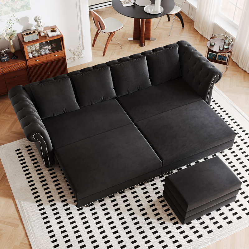 Canapé-lit Chesterfield 90 po, Noir