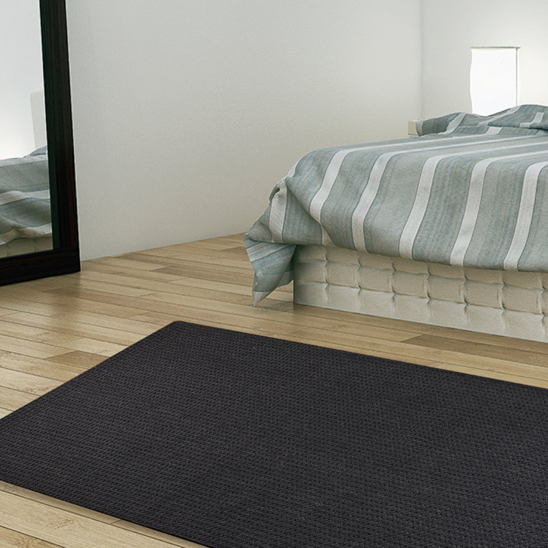 Tapis intérieur / extérieur noir tissé à la machine Estivalis, Hexagone 10 pi
