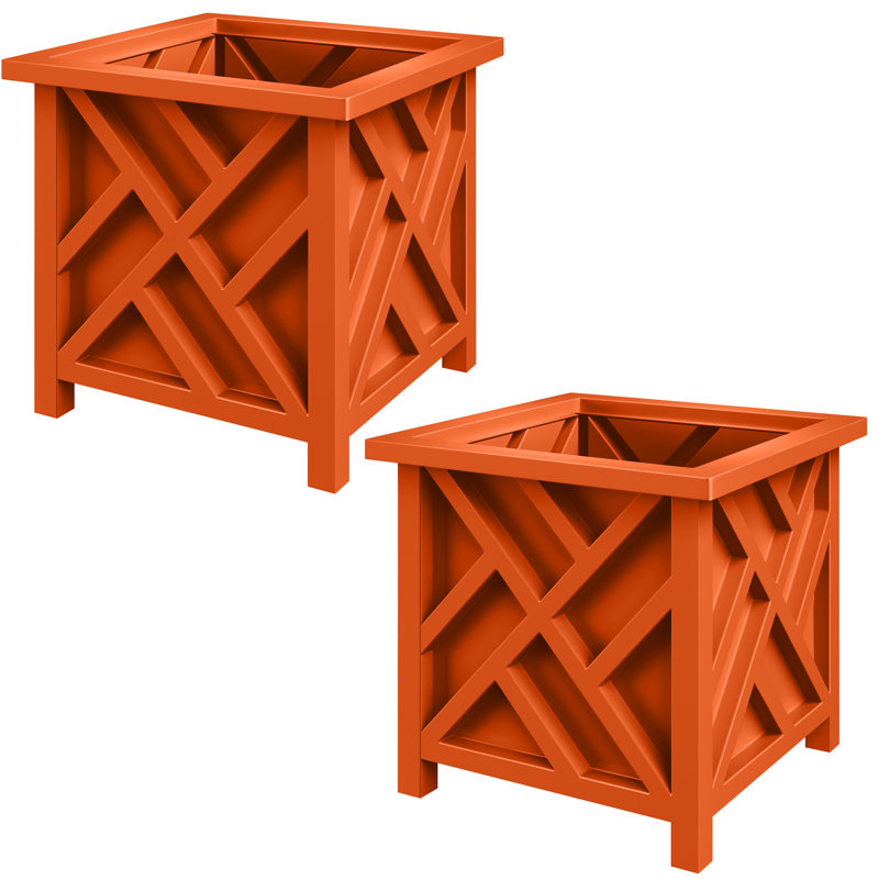  Lattice Planter Box 2-Pack, Terracotta, Tan