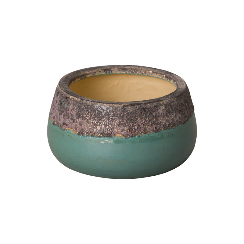 Pot de fleurs en céramique, Bleu sarcelle, H 5 po x l 9 po x P 9 po