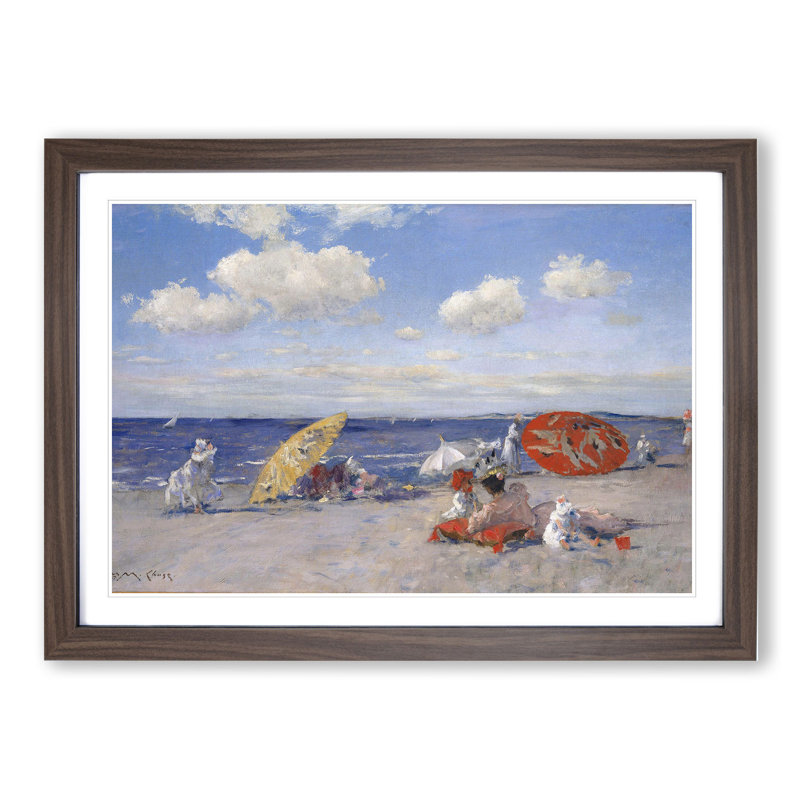 At the Seaside by William Merritt Chase - Picture Frame Graphic Art, 27cm H x 36cm W x 2cm D, Walnut Framed
