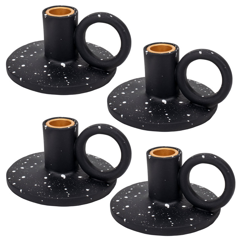 Speckled Candle Holder Black 4-Pack, Black