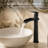 VanoFall Waterfall Vessel Matte Black Single Hole, Single Handle With Drain Assembly-97742741
