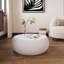 Table basse en pierre frittée en forme de tambour avec motifs dorés uniques et base en cuir pour salons modernes-922220329-922220330