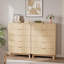 Commode 5 tiroirs, commode moderne Mid-Century 32 po, table d'appoint cannelée Waveform, organisateur de tiroir en bois pour le salon de la chambre à coucher, couloir, chêne naturel