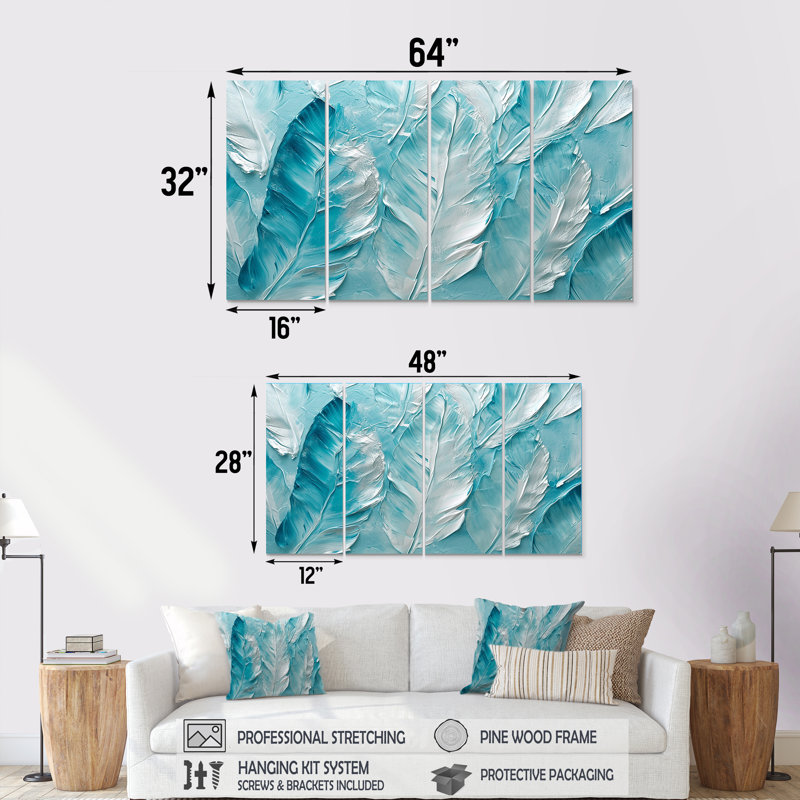 Tetsu - FeathersWall art mural, ensemble de 4 pièces, 28" H x 48" W