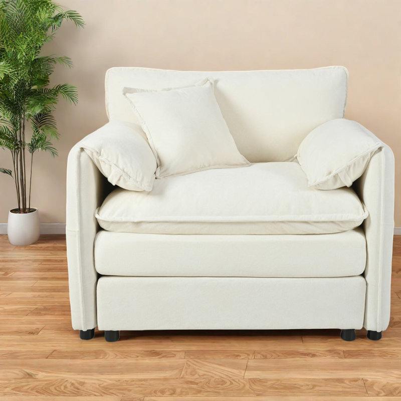 Canapés modulaires confortables, revêtement en chenille, design beige moderne pour le salon
