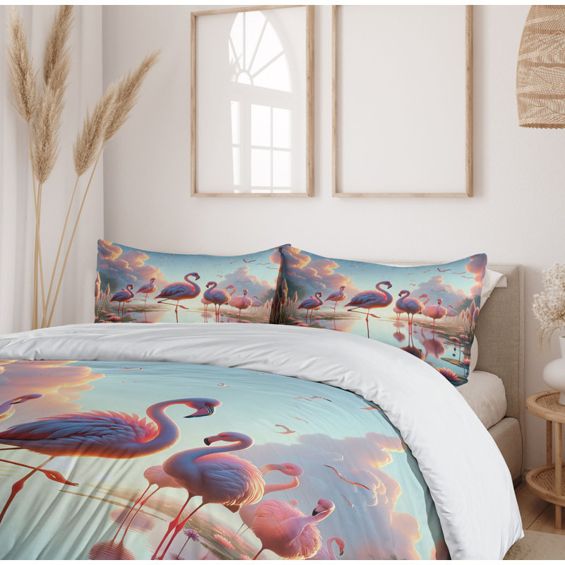 Flamingo Duvet Cover, Queen Duvet Cover + 2 Standard Shams
