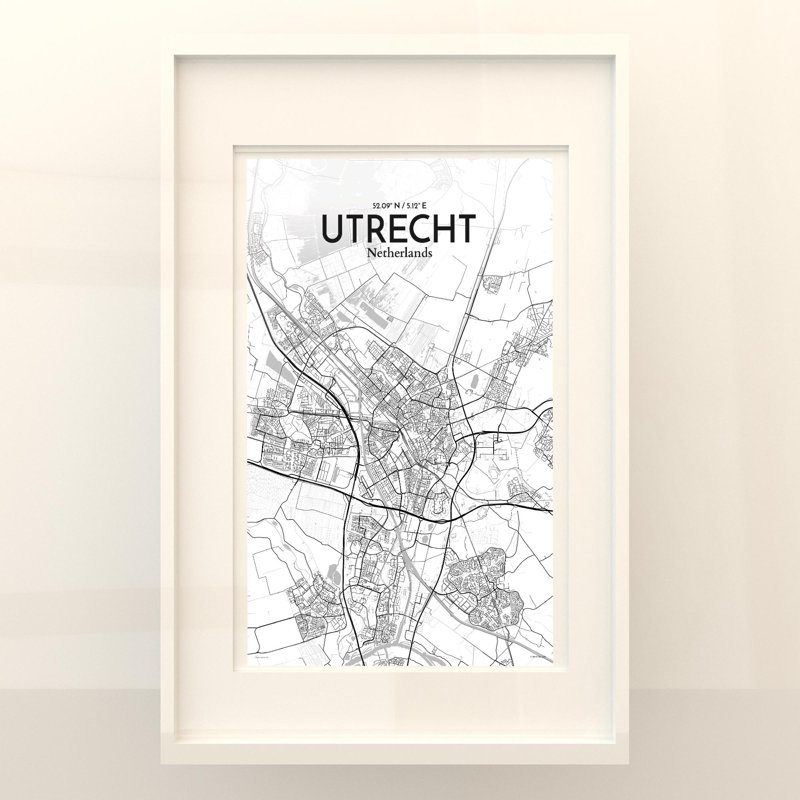 Utrecht City Map In Tones - No Frame Print, 17cm H x 11cm W x 0.05cm D