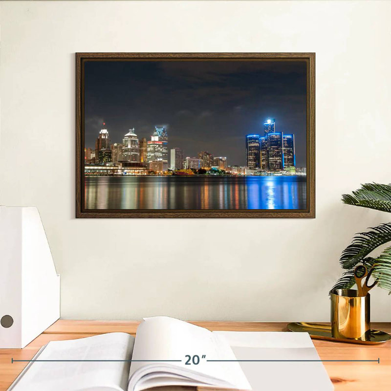 Détroit, 13 po x 9 po, Cadre flottant noyer