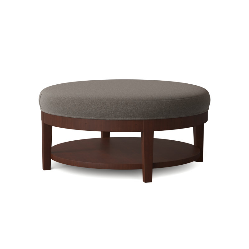 Midtown Upholstered Ottoman, Gray Sugar Performance; 0863-84, Brass Finish