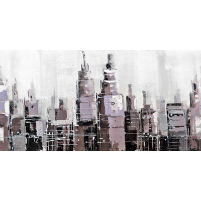 Abstract grayscale cityscape - 15.75"x31.50" Desk mat
