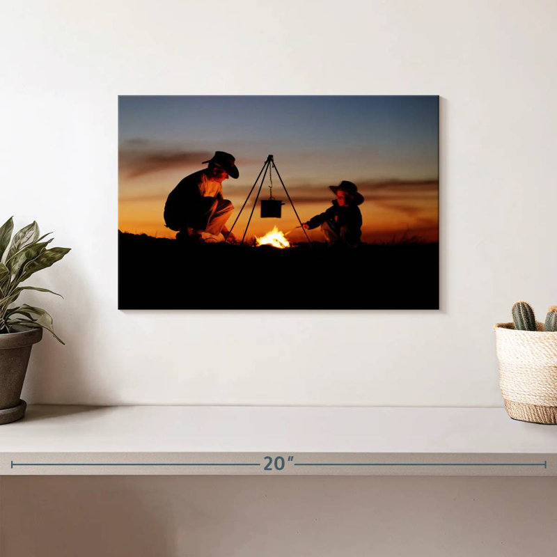 Father And Son Camping, 8" H x 12" W
