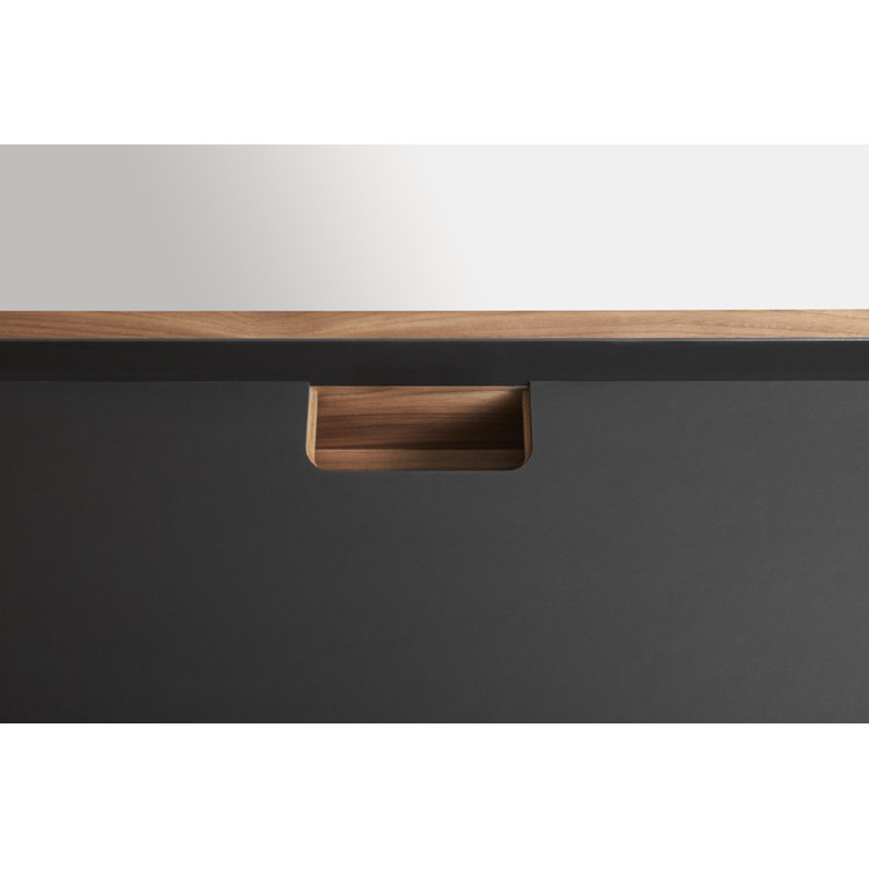 Tabloid Solid Wood Writing Desk, Oblivion/Walnut