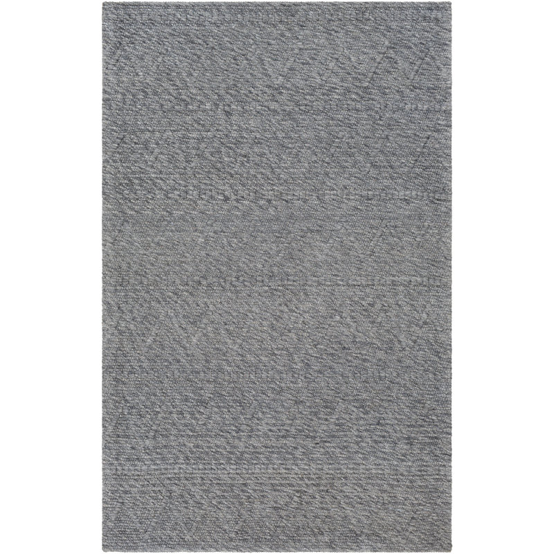 Rectangle Disini Chevron Polyester/Wool Area Rug in Lead, Rectangle 5' x 7'6"