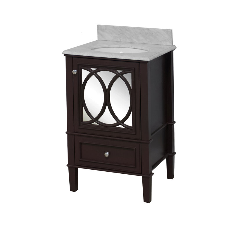Brendale 24'' Single Bathroom Vanity with Carrara Marble Top, Chocolate