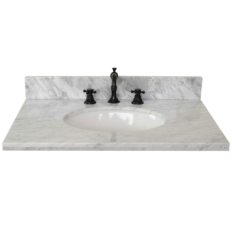 Ovate 31'' Marble Single Bathroom Vanity Top with Sink