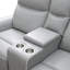 Ensemble de canapé de salon inclinable 3 pièces en cuir végétalien gris clair Opal avec porte-gobelets, charge sans fil et lumières DEL
